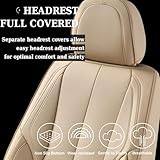 Coverado Seat Covers, Car Seat Covers Front Seats, Car Seat Cover, Car Seat Protector Waterproof, Car Seat Cushion Nappa Leather, Beige Seat Covers Carseat Cover Universal Fit for Most Cars