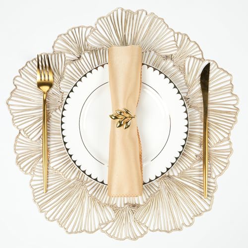 Round Placemats Set of 8 Hollow Out Vinyl Plastic Dinning Table Placemats for Kitchen Table Decor Wedding Accent Centerpiece