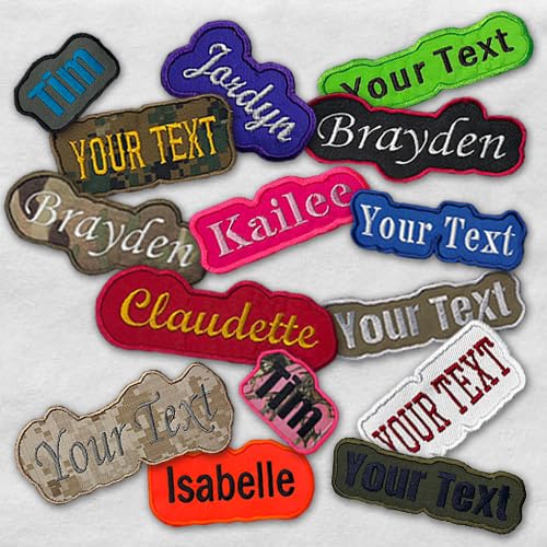 Custom Cut Embroidered Applique Name Patches for Uniform or Work Shirt, Personalized, Embroidered. Multiple Sizes, Colors and Fonts to Choose from.