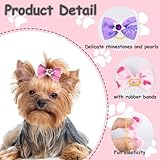 REDANHA 24PCS Dog Hair Bows Cute Small Bowknot with Rubber Bands for Puppy Handmade Hair Accessories with Rhinestone Pearls Bow Pet Grooming Products