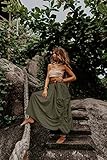 Thaluta Women's Maxi Boho Skirt with Pockets Bohemian Organic Cotton Hippie Gypsy Olive