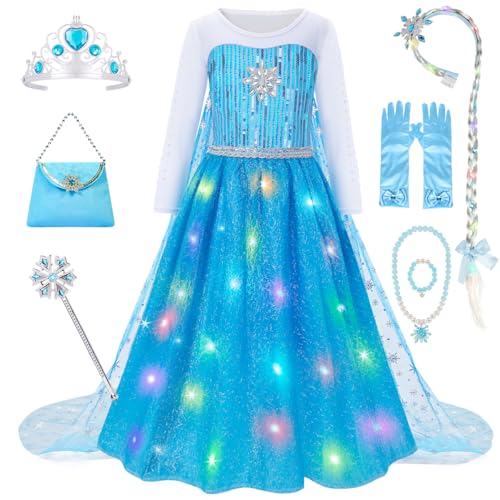 Meland Princess Dresses for Girls - Princess Costume with Long Cape for Girls Age 3-10 Year Old for Birthday Halloween Party