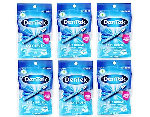 DenTek Easy Brush Wide Interdental Cleaners 16 Count (Pack of 6)