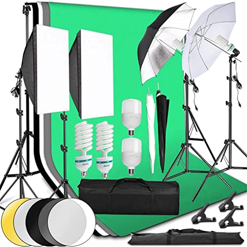 Photo Studio LED Light Softbox Continuous Kit 2x3M Background Frame 60cm Reflector Board Umbrella 2M Tripod for Video