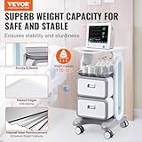 VEVOR Medical Trolley Cart with 2 Drawers, Rolling Lab Cart Hospital Ultrasound Cart with Wheels and Trays, Mobile Utility Cart for Dental Clicnic, Lab, Beauty Salon Storage Cart for Estheticians