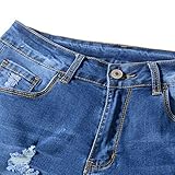 vanberfia Women's High Waist Denim Jean Raw Hem Ripped Shorts with Pockets (JS20196035-2, L)