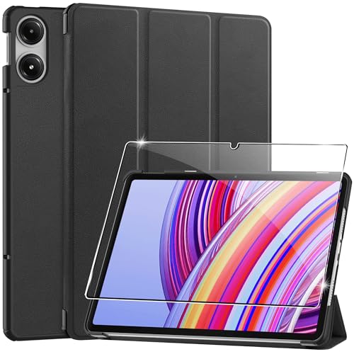 Suttkue for Xiaomi Redmi Pad Pro/Xiaomi Poco Pad Case,high qualit Hard Shell, Lightweight,Quality PU,Scratch Resistant,Black for Tablet 12.1 inch-Black