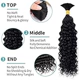 Human Braiding Hair 3 Bundles/Pack 150g Curly Water Wave Human Bulk Hair for Braiding No Weft 10A Brazilian Virgin Human Braiding Hair for Boho Braids Wet and Wavy Braids Extensions (16 16 16inch)