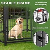 Large Dog Kennel Outdoor Pet Pens Dogs Run Enclosure Animal Hutch Metal Coop Fence with Rotating Bowl