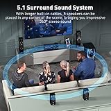 Bobtot Home Theater Systems Surround Sound Speakers - 1200 Watts 10 inch Subwoofer 5.1/2.1 Channel Audio Stereo System with HDMI ARC Optical Bluetooth Input for 4K TV Ultra HD AV DVD FM Radio USB