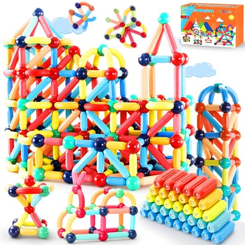 DMOlU 64PCS Magnetic Building Toy for Kids Stem Educational Toys for Toddlers Montessori Learning Magnetic Sticks and Balls,Gift for Christmas Birthday