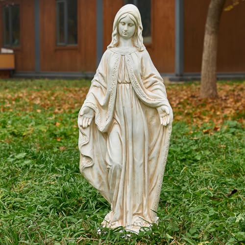 Keslecy Virgin Mary Statue, Outdoor Garden Religious Decorations, Outdoor Mother Mary Statue, Garden Sculptures & Statues for Home Yard Patio Lawn Deck Hallway