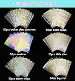 Lora Rossie 300 Pcs Kpop Photocard Sleeves Laser Flashing Card Sleeves Heart Star Glass Gemstone Rainbow Holographic Card Sleeves Trading Card Protector for Photocard Mini Polaroid Kpop Photo Cards