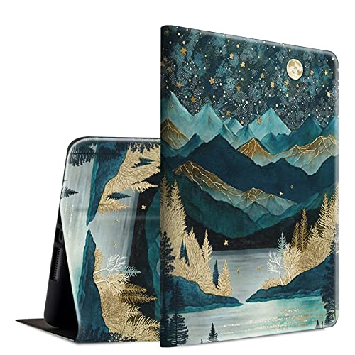 BFSEROBJ Case for Kindle Fire HD 10 Tablet 10.1" 7th/9th Generation 2017/2019 Release Lightweight Smart Case PU Leather Adjustable Stand Protective Cover with Auto Wake/Sleep - Mountains