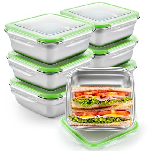 Blushtier 4 Pack Stainless Steel Sandwich Containers with Lids 25. 4 oz Metal Food Container for Lunch Boxes with Airtight Silicone Seal for Sandwiches and Snacks