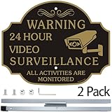 No Trespassing - This Property Has Video Surveillance Sign（2 Pack）,11" X 8" X 0.04" Metal Sign x 2 & 28" Metal Stakes Included x 2,-Reflective Aluminum,Fade Resistant And Weather Resistant.