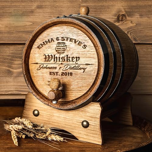 Personalized - Custom Engraved American Premium Oak Aging Barrel - Age your own Whiskey, Beer, Wine, Bourbon, Tequila, Rum, Hot Sauce & More | Barrel Aged (5 Liters)