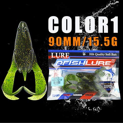 Fishing Lures - Afishlure Frogs Fishing Lure Set 90mm 15.5g Rubber Soft Bass Lures Fishing Tackle isca Frog isca Artificial Lure 2pcs/Bag - (Color: Yellow)