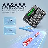 EBL AAA Lithium Rechargeable Batteries, 8 Pack 1.5V Triple AAA Batteries 1200mWh, Over 1200+ Cycles Times with 1.5V & 1.2V Universal AA AAA Battery Charger