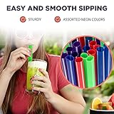 Fit Meal Prep 500 Pack Plastic Large Smoothie Straws 8", Individually Wrapped Big Milkshake Straws, BPA Free Disposable Jumbo Straw, Colorful Wide Straws 0.4" for Bubble Tea, Boba, Popping Pearl