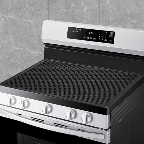 Stove Top Covers for Gas Burners - 36" x 21" Silicone Stove Mat for Electric Stove, Stove Guard Silicone Mats for Kitchen Counter Heat Resistant Glass Cooktop Cover,Dish Drying Mats for Kitchen-Black