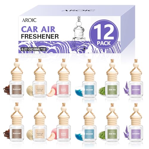 AROIC 12 Pack Car Air Freshener, Drift Car Air Freshener Diffuser Essential Oil Scent for Women & Men, Long Lasting Fresheners Accessories Interior, Hanging Automotive Fragrance with Many Flavors