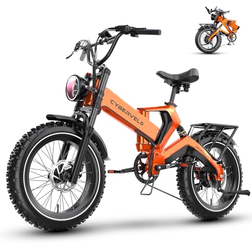 CBVELO Folding Electric Bike for Adults,2000W Peak Motor,35MPH 100Mile,48V 25Ah Battery,20" x 4.0 Fat Tire Foldable Electric Bicycle,Electric Mountain E-Bike