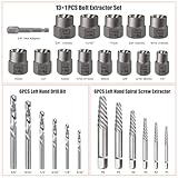 Valkynos 26 Pcs Bolt Extractor Kit and Left Hand Drill Bit Reverse Drill Bit Extractor Set, Easy Out Screw Remover Set Tool for Damaged, Rusted, Broken, Stripped Bolts Screw Nuts, with Hex Adapter