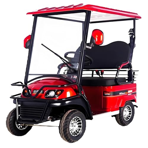 4 Wheel Seniors Adults Travel Mobility Scooter ，2-Seat Electric Golf Cart，All Terrain Recreational Powered Scooters Vehicle 800W Foldable Compact Cruiser Extra Large Portable Capacity Storage Trunk(Re