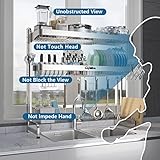 Loyalfire Over Sink Dish Drying Rack, 3 Tier Adjustable Length (20.87'' to 37.6'') Full Stainless Steel Large Storage Kitchen Dish Rack, Expandable Drainer Shelf Rack with Multifunctional Organizers