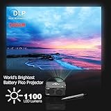 [6 Hr Battery] Worlds Brightest AAXA P6 Ultimate 1100 LED Lumens Smart Projector, USBC Video, 20000mah, WiFi 6 BT 5.4, Direct iPhone Mirroring, Portable Mini Projector, 1080p, HDMI/USB/TF Inputs