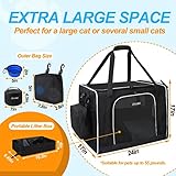 Petskd Large Pet Carrier 24"x17"x17" for Large Cats, Pet Carrier for 2 Cats or Medium Dog, Cat Carrier for Car Travel with Litter Box and Bowl, Cat Soft Carrier with Locking Safety Zipper(Black)