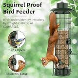 Squirrel Proof Bird Feeder,Metal Mesh Bird Feeders for Outdoors Hanging,Gravity Protection Squirrel Proof Wild Bird Feeders with Finch Cardinal Chickadee,3LB Large Capacity,Green