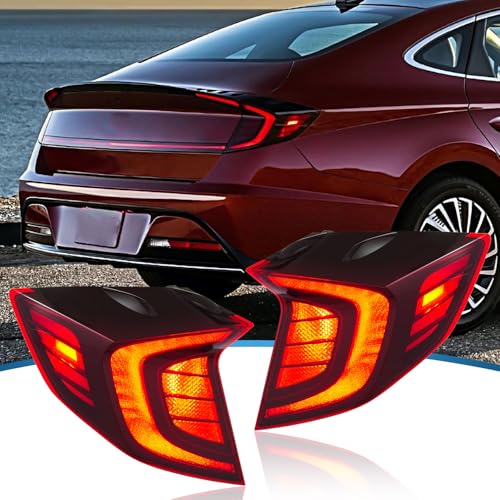 TTUN AUTO Tail Lights Applicable for Hyundai Sonata 2020 2021 2022 Semi-LED SE/SEL Rear Lamp with Blubs（Driver & Passenger Side）