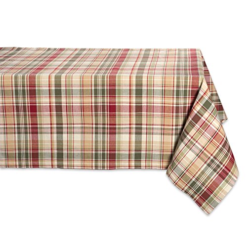 DII Give Thanks Plaid Fall Table Decor, Autumn & Thanksgiving Tabletop Linens, 60x104 Rectangle Tablecloth