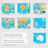 7 Continent Intermediate Classroom Pull Down Map Set by BrightWay Educational [With Educational Panels] | 63" Wide Educational Wall Maps | Includes all 7 Continents | Grades 6+ | Bright Colors & Large Fonts | Geographical Features | National Capitals & Major Cities