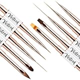 Yasterd Nail Art Brushes Set - Professional 5pcs Double-Ended Acrylic Nail Art Brushes Liner Detail Thin Brushes for Drawing Design Brushes Gel Builder Brushes 3D Nail Art Tools for Salon at Home DIY Manicure