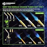 TURBOHEAT Propane Torch Head MAPP MAP Gas Torch Gun 3x Burner Tube Kit Auto Trigger Start Propane Torch Kit on Propane Gas Tank Blow Torch Head With Igniter Welding Soldering Brazing Cooking Grill Gun