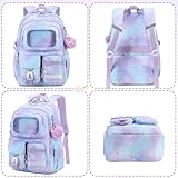 AO ALI VICTORY Backpack for Girls with Lunch Bag Pencil Case Kids School Bags for Kindergarten Elementary Middle Primary Schoolbag Cute 16 inch Laptop Bookbag Students 3 PCS Cute Bookbag, Purple Set