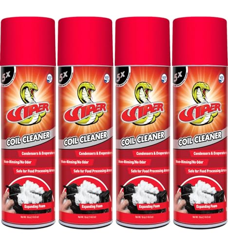 Fast-Shipping Refrigeration Technologies RT375A Viper Aerosol Foaming Coil Cleaner Degreaser Food Grade Expanding Foam 18oz (4)