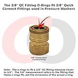 Captain O-Ring - Power Pressure Washer O-Rings for 3/8" Quick Coupler, High Temperature Viton FKM (10 Pack) [1/2" o-Rings to fit 3/8" QC Fittings]