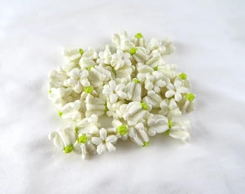 White Crown Flower Clay Beads, 100pcs, Calotropis Gigantea, Milkweed, Craft Supplies, Jewelry Making DIY Supplies, Lei Making