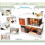 Spilay Dollhouse Miniature with Furniture,DIY Kit Mini Modern Villa Model with Music Box,1:24 Scale Creative Doll House Best Christmas Birthday Gift for Lovers Boys and Girls(Florence)