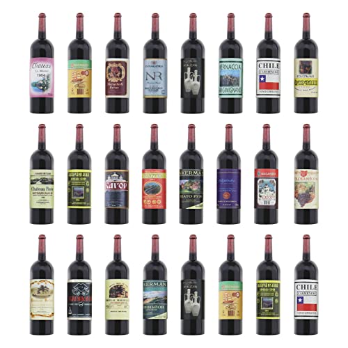 ECSiNG 24PCS Dollhouse Miniature Wine Bottles 1:12 Scale Mini Plastic Bottles Simulation Kitchen Pretend Play Toy Model for Dollhouse Kitchen Decoration Accessories