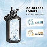 RAYMYLO One Gallon Water Bottle Insulated, Triple Walled Vacuum Stainless Steel (Cold for 48 Hrs), Leak Proof & Non-BPA, Large Water Flask Jug with Paracord Handle & Straw Spout Lids