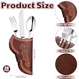 Newtay Cowboy Holster Silverware Holders Cardstock Brown Cutlery Sleeve Knife and Fork Tableware Holder Pocket Vintage Utensil Holders Pouch Bags for Western Party Table Decorations (36 Pcs)