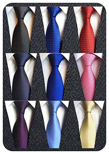 Adulove Men's Necktie Classic Silk Tie Woven Jacquard Neck Ties 9 PCS