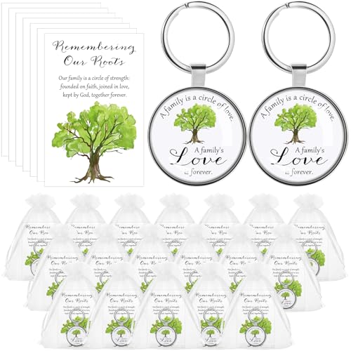 Misdary 45 Sets Family Reunion Favor Bulk Family Love Keychain with Card Thank You Gifts for Grandparents Day Reunion Gratitude Gift