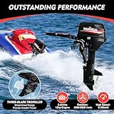 HANGKAI 12HP Outboard Motor 169CC 2 Stroke Heavy Duty Fishing Boat Engine Gasoline w/Water Cooled, Outboard Engine w/CDI Ignition System, Short Shaft 4500-5500r/Min