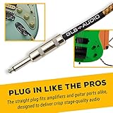 GLS Audio Instrument Cable - 1/4 Inch TS to 1/4 Inch Instrument Cable for Bass/Electric Guitar- Brown/Yellow Braided Tweed, 10ft